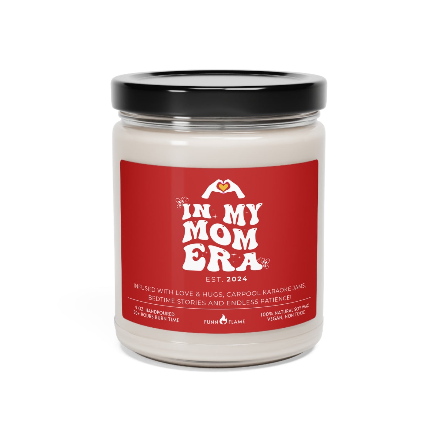 In My Mom Era Custom Candle, Gift For Moms, Personalized Scented Candle for Mom, New Mom Birthday, Baby Shower, Mother's Day Gift (Red) Clean Cotton 9oz  - HolidayShoppingFinds