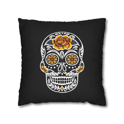 Sugar Skull Pillowcase, Day of the Dead Pillow, Dia De Los Muertos Pillow, Black Gothic Pillow, 2-Sided Square Pillow Cover    - HolidayShoppingFinds