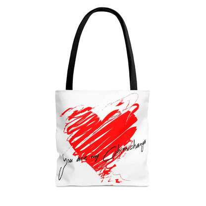 Red Heart Love Tote Bag You are my Chimichanga Eres mi Corazoncito White Tote Bag LatinX Small   - HolidayShoppingFinds