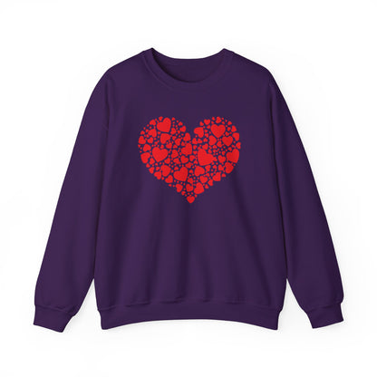 Double Heart Valentines Day Sweatshirt, Heart Sweatshirt Womens Mens S Purple  - HolidayShoppingFinds