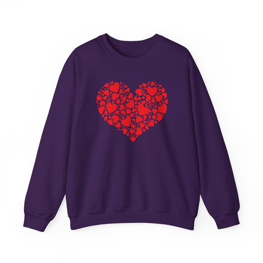 Double Heart Valentines Day Sweatshirt, Heart Sweatshirt Womens Mens S Purple  - HolidayShoppingFinds