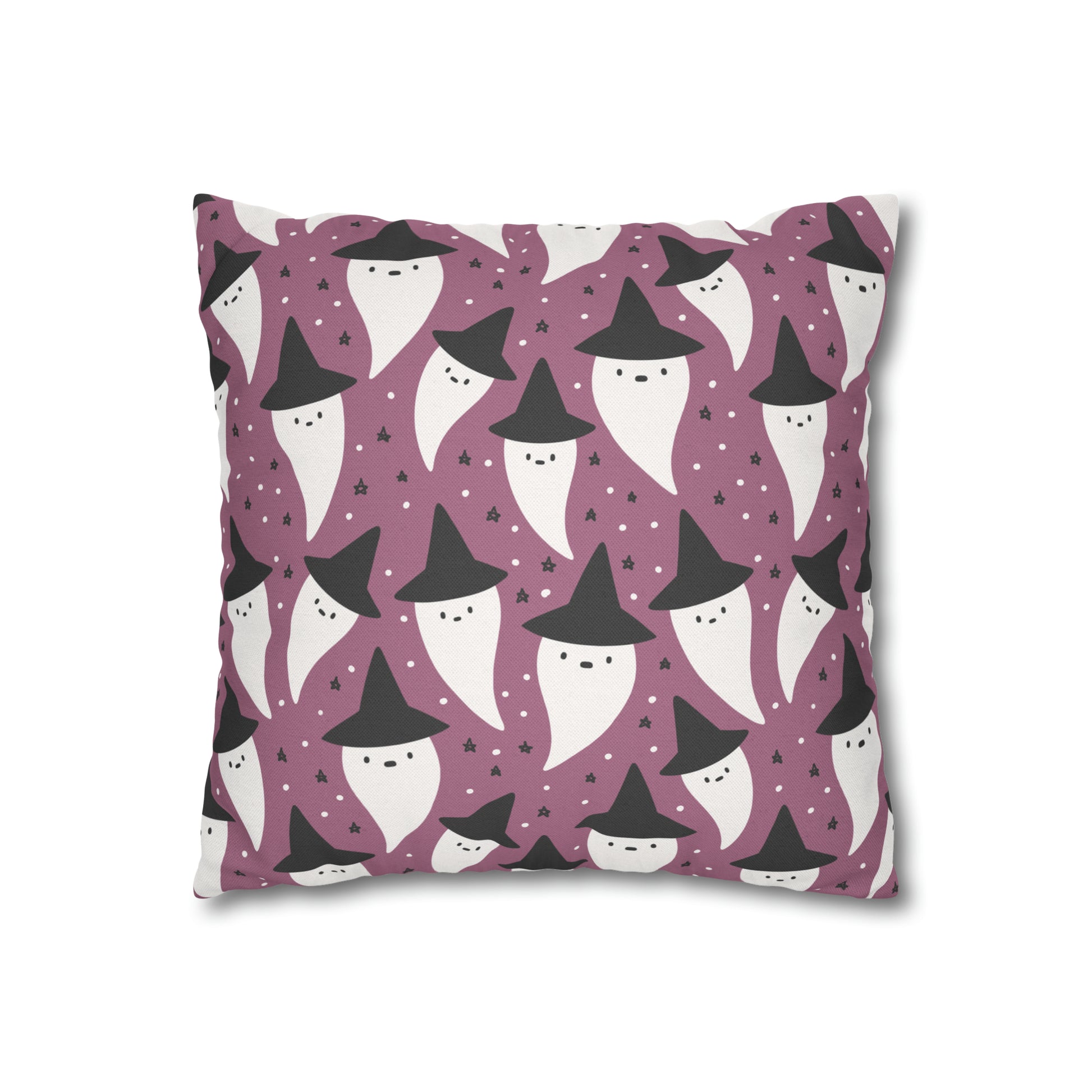 Whimsical Pillowcase, Spooky Ghosts Halloween Purple Pillow Cover, Square Accent Pillow Case    - HolidayShoppingFinds