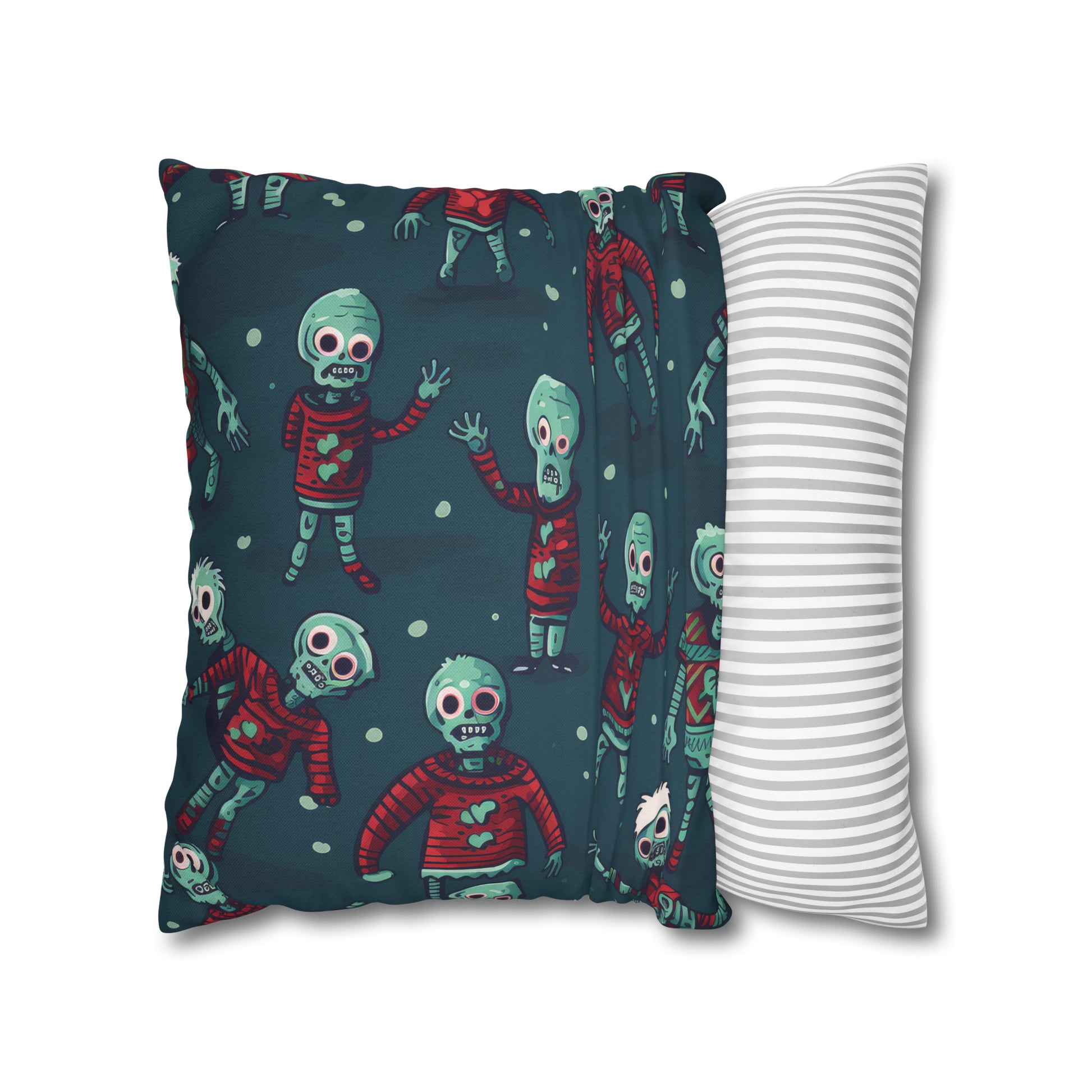 Zombie Decorative Pillowcase, Zombie Home Decor Pillow Cover Teal, Square 2-Sided Pillow    - HolidayShoppingFinds