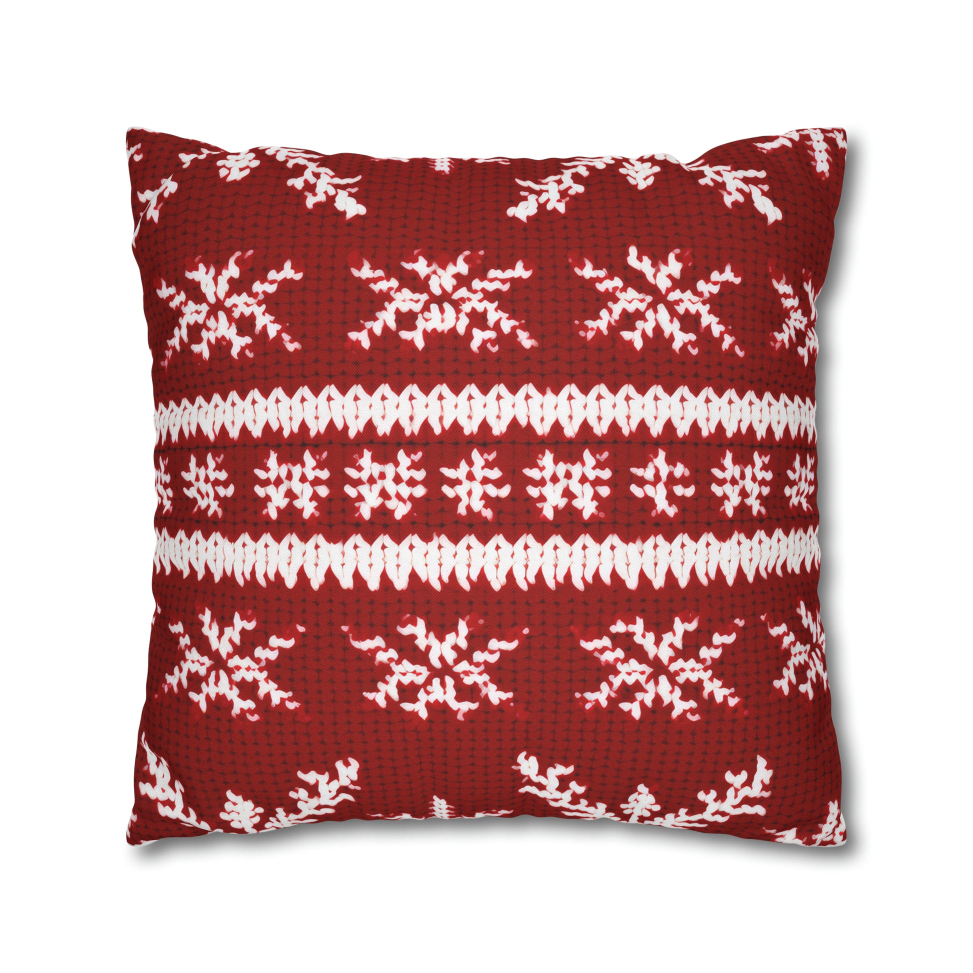 Scandinavian Holiday Pattern Red Square Pillow Case, Christmas Pillow Throw, Holiday Gift    - HolidayShoppingFinds