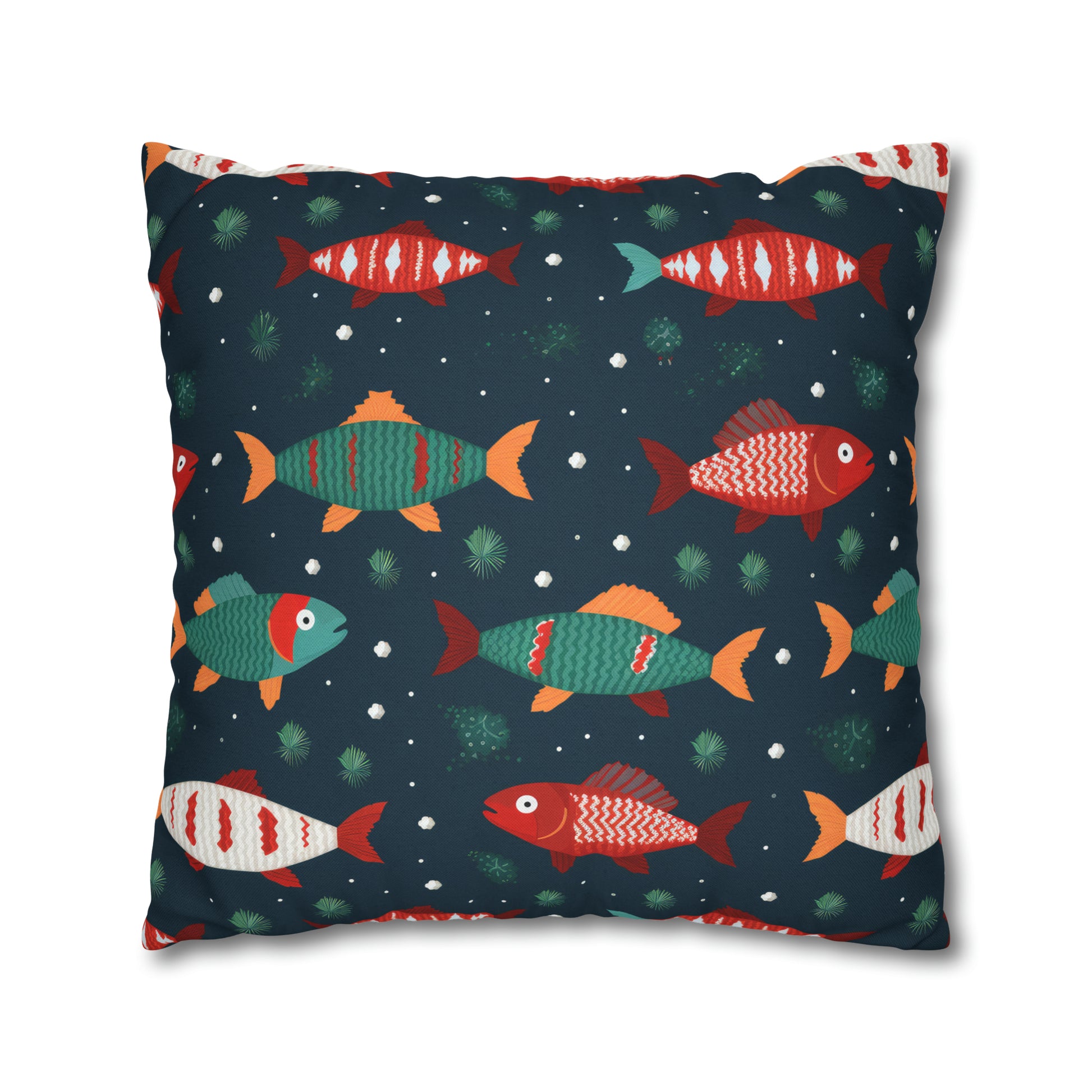 Marine Life Pillowcase, Fish Print Underwater Ocean Blue Pillow Cover Coastal Décor    - HolidayShoppingFinds