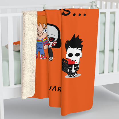 Halloween Horror Squad Fleece Blanket Orange Throw, Halloween Killers    - HolidayShoppingFinds