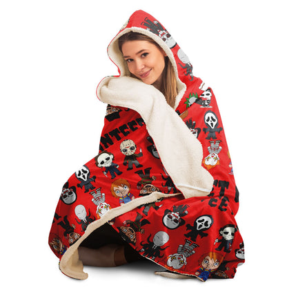 Halloween Killers Hooded Blanket "Sweet Dreams Not Guaranteed!"- Red    - HolidayShoppingFinds