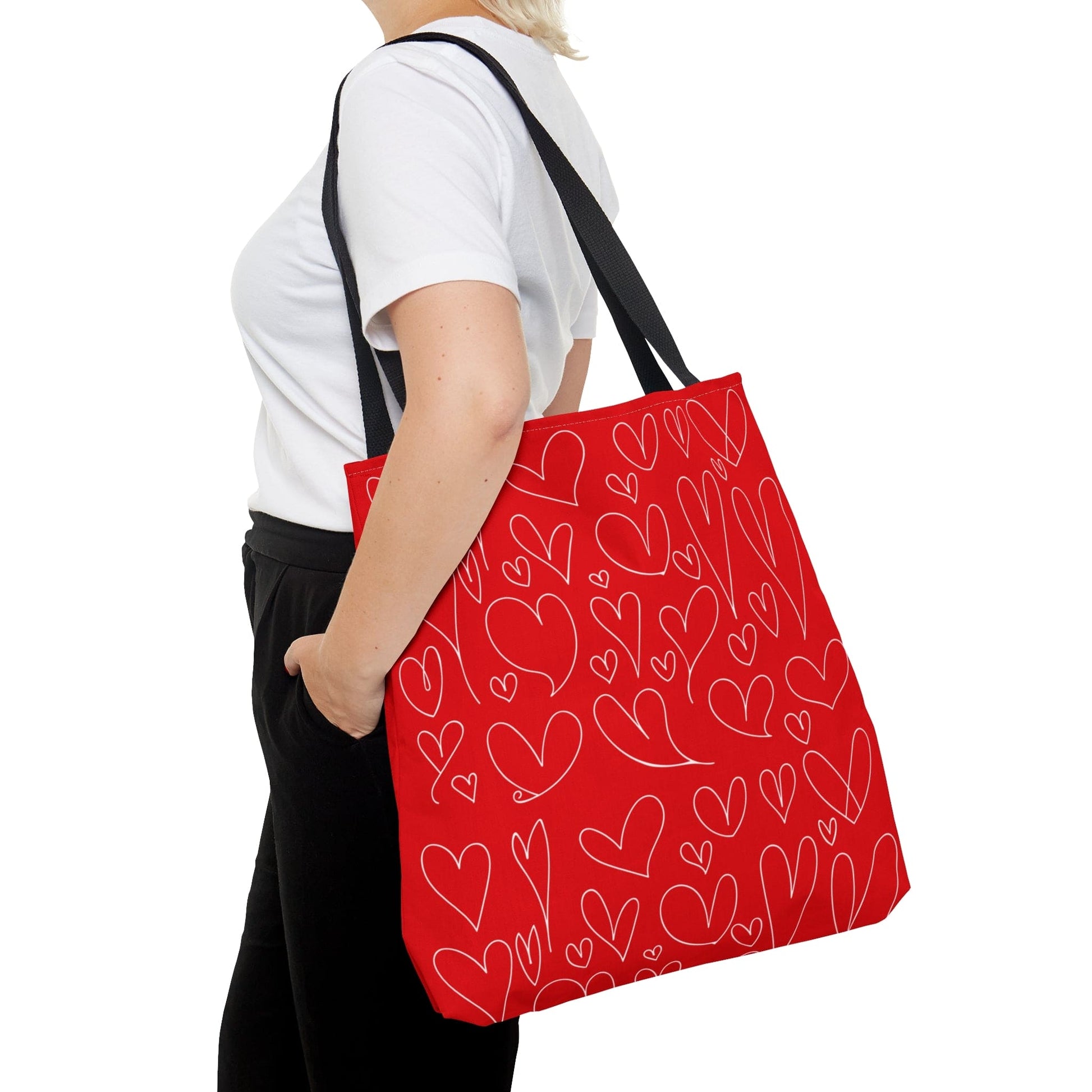 Red Hearts Valentine Hand Tote Bag - Valentine's Day Tote Bag Gift    - HolidayShoppingFinds