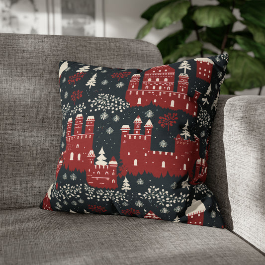 Castle Pillowcase, Medieval Fortress Decorative Blue Pillow Cover (No insert incl) 18" × 18"   - HolidayShoppingFinds