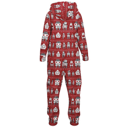 Teens Robots Red Onesie, Union Suit Athletic Jumpsuit for Gamers Tech Enthusiasts    - HolidayShoppingFinds