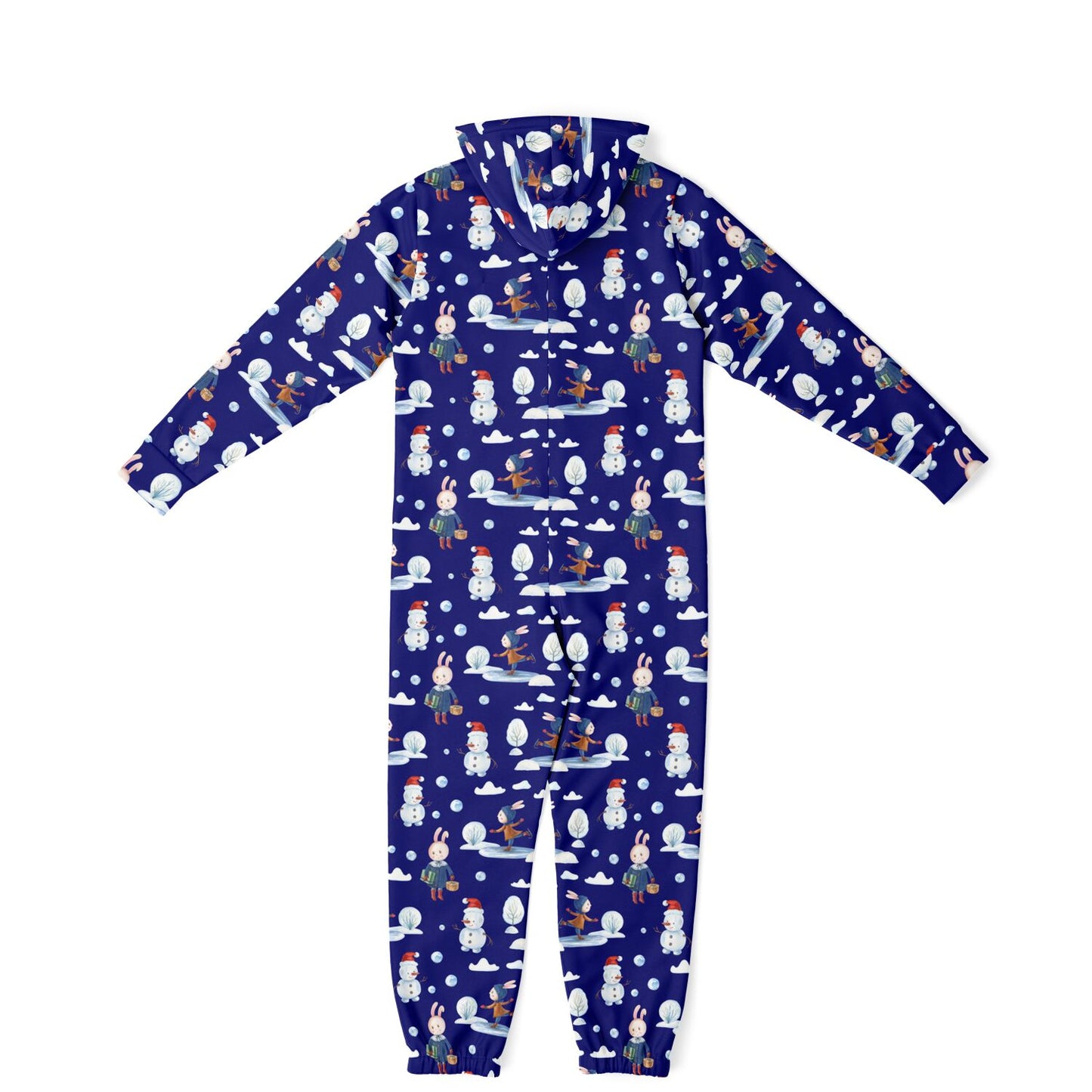 Frosty Friends Blue Winter Jumpsuit Adult Onesie Gender-Neutral Athletic PJs    - HolidayShoppingFinds