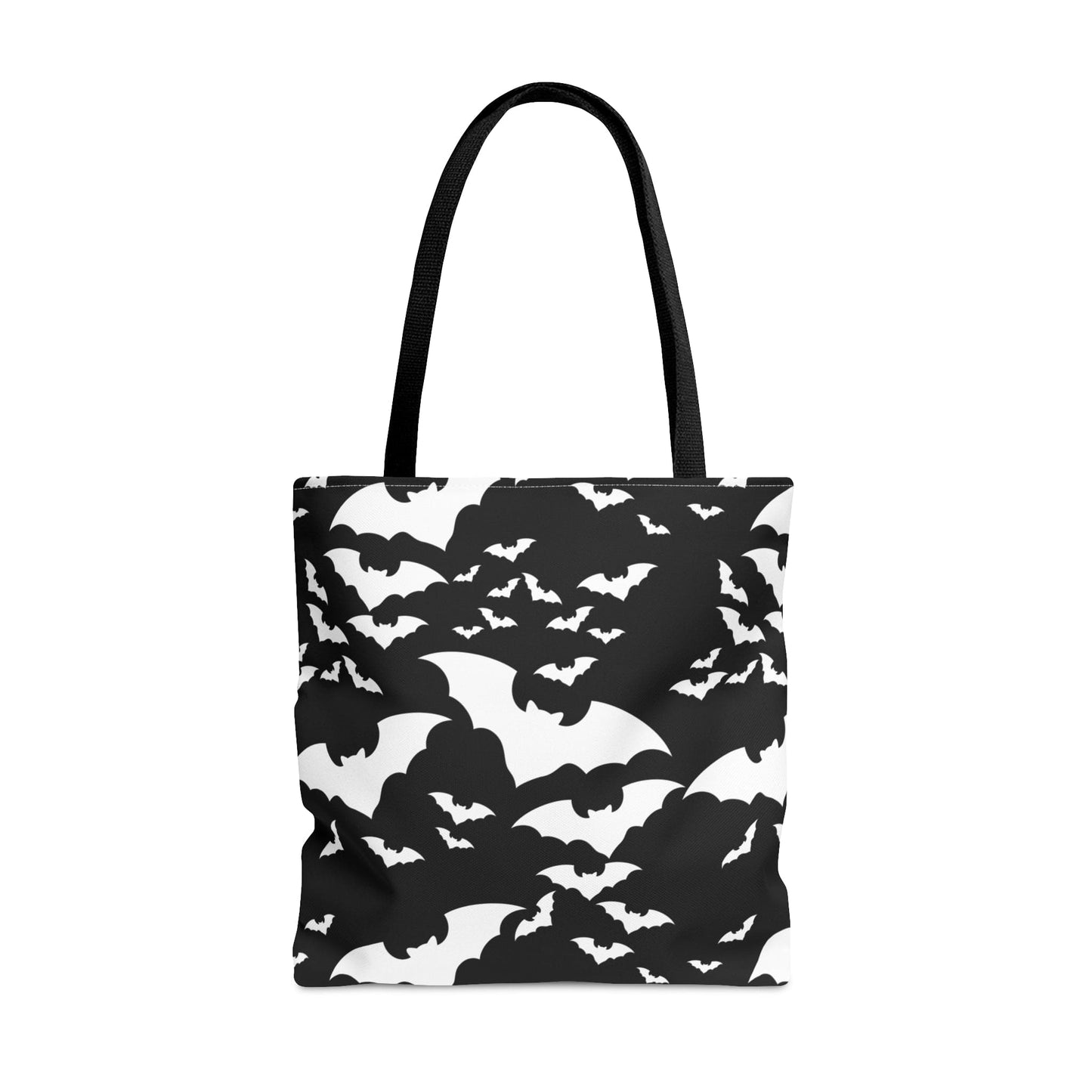 Spooky Bats Black Tote Bag, Halloween Gothic Handbag, Trick or Treat Bag, B&W Bag    - HolidayShoppingFinds