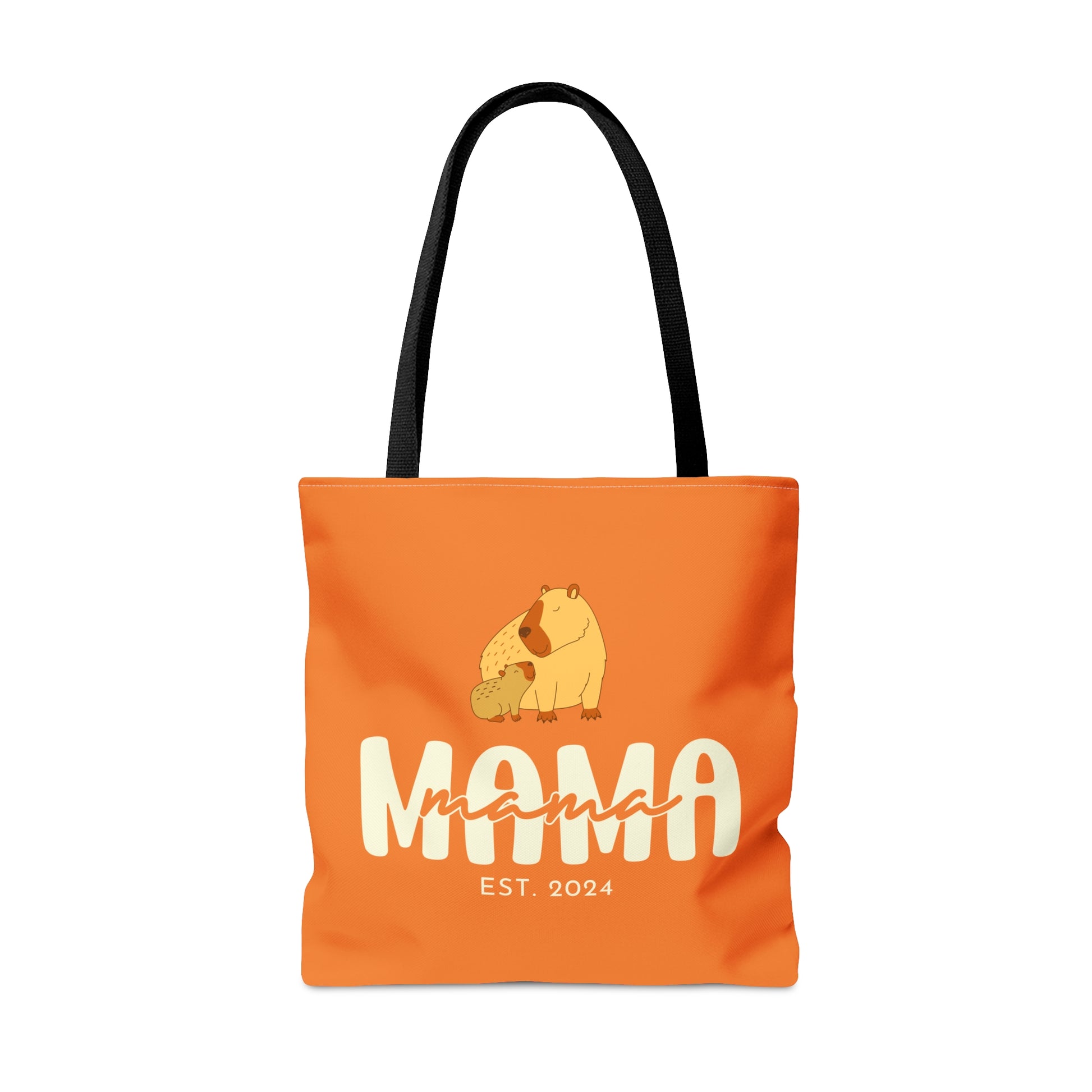 Custom Mama Capybara Tote Bag Orange, Gift for Mom Custom Tote Bag    - HolidayShoppingFinds