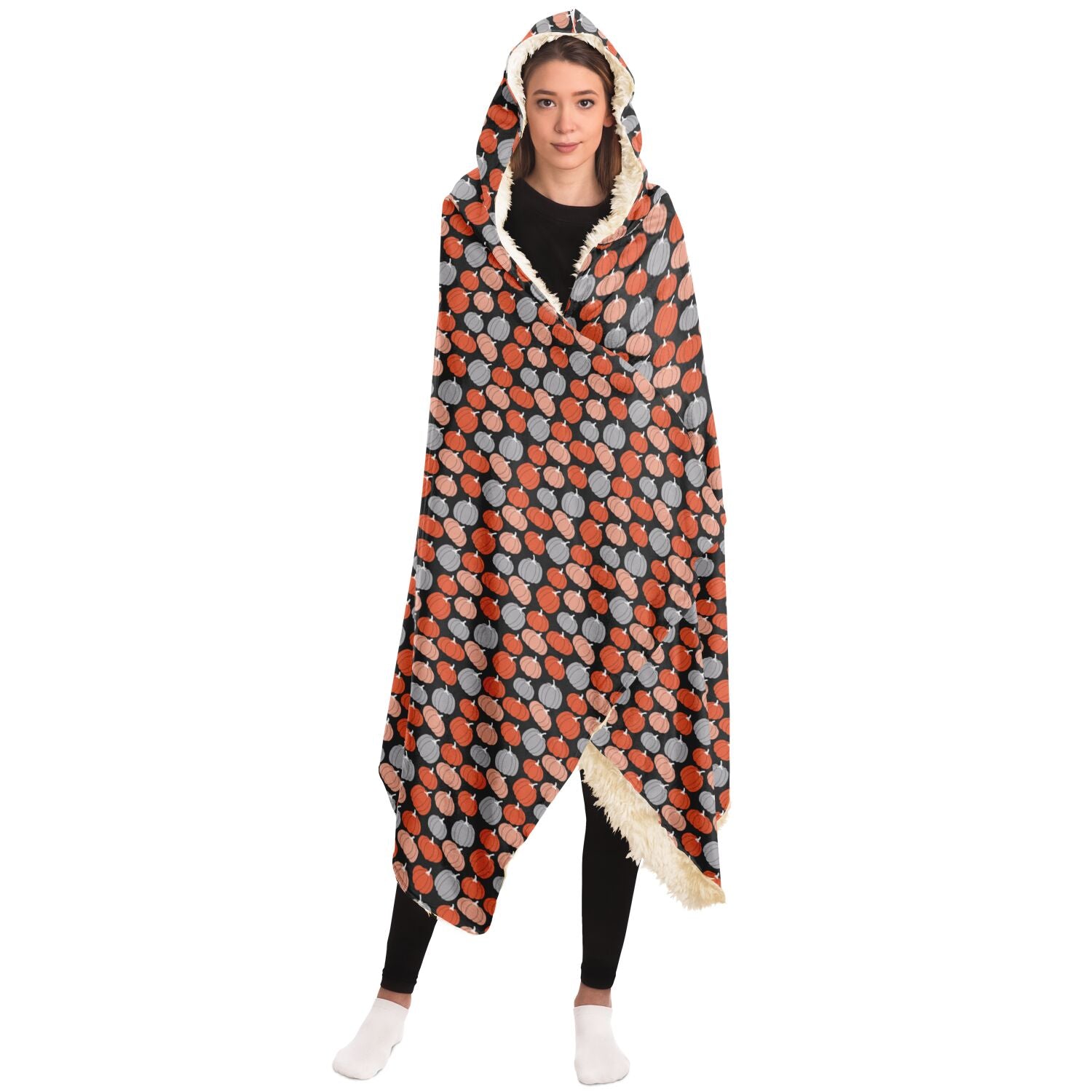 Pumpkin Hooded Blanket, Cozy Fall Wearable Blanket    - HolidayShoppingFinds