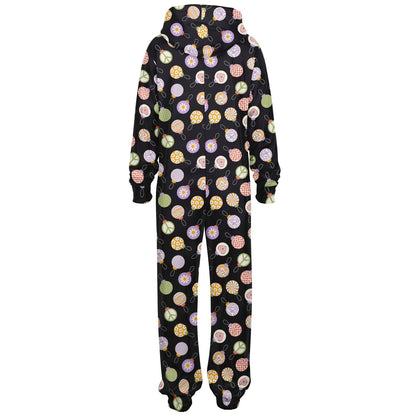 Colorful Christmas Ornaments Black Jumpsuit Adult Onesie Gender-Neutral Athletic    - HolidayShoppingFinds