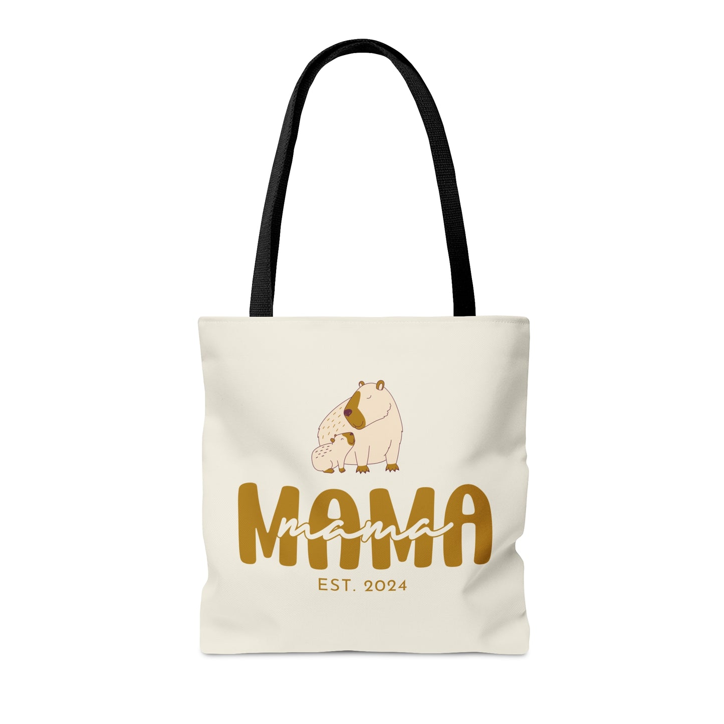 Custom Mama Capybara Tote Bag Beige, Gift for Mom Custom Tote Bag    - HolidayShoppingFinds