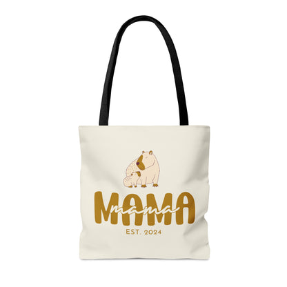 Custom Mama Capybara Tote Bag Beige, Gift for Mom Custom Tote Bag    - HolidayShoppingFinds