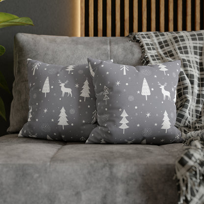 Reindeer Winter Wonderland Pillowcase Gray Holiday Pillow Christmas Gift (A), Holiday Gift    - HolidayShoppingFinds