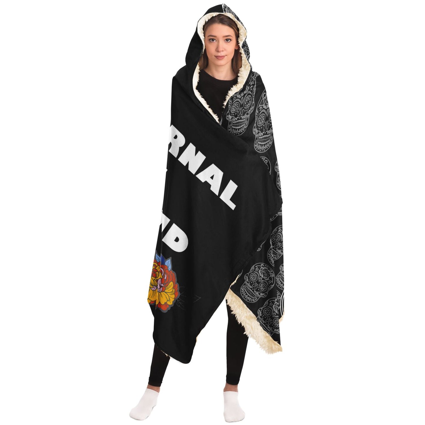 Sugar Skull Day of the Dead Dia De Los Muertos Halloween Hooded Blanket    - HolidayShoppingFinds