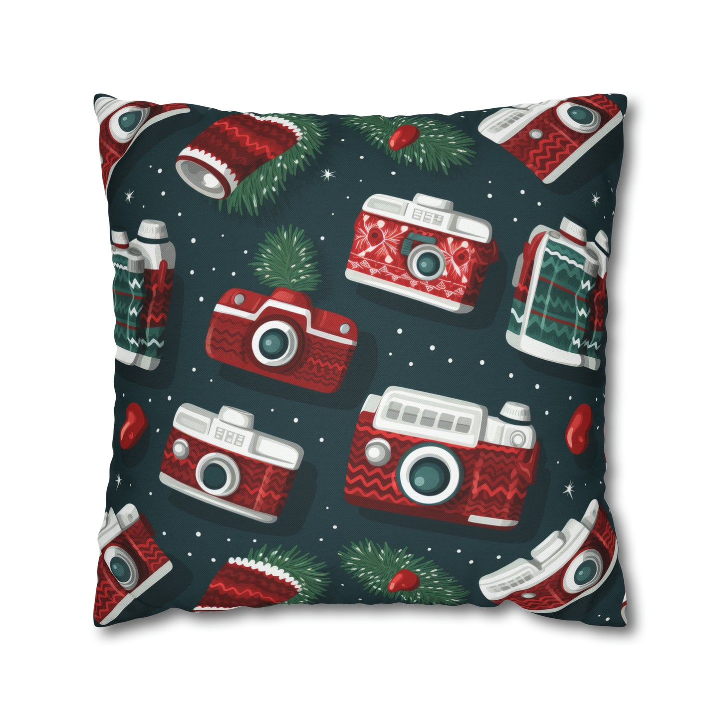 Vintage Camera Holiday Green Retro Pillow Case, Christmas Pillow Throw, Holiday Gift    - HolidayShoppingFinds