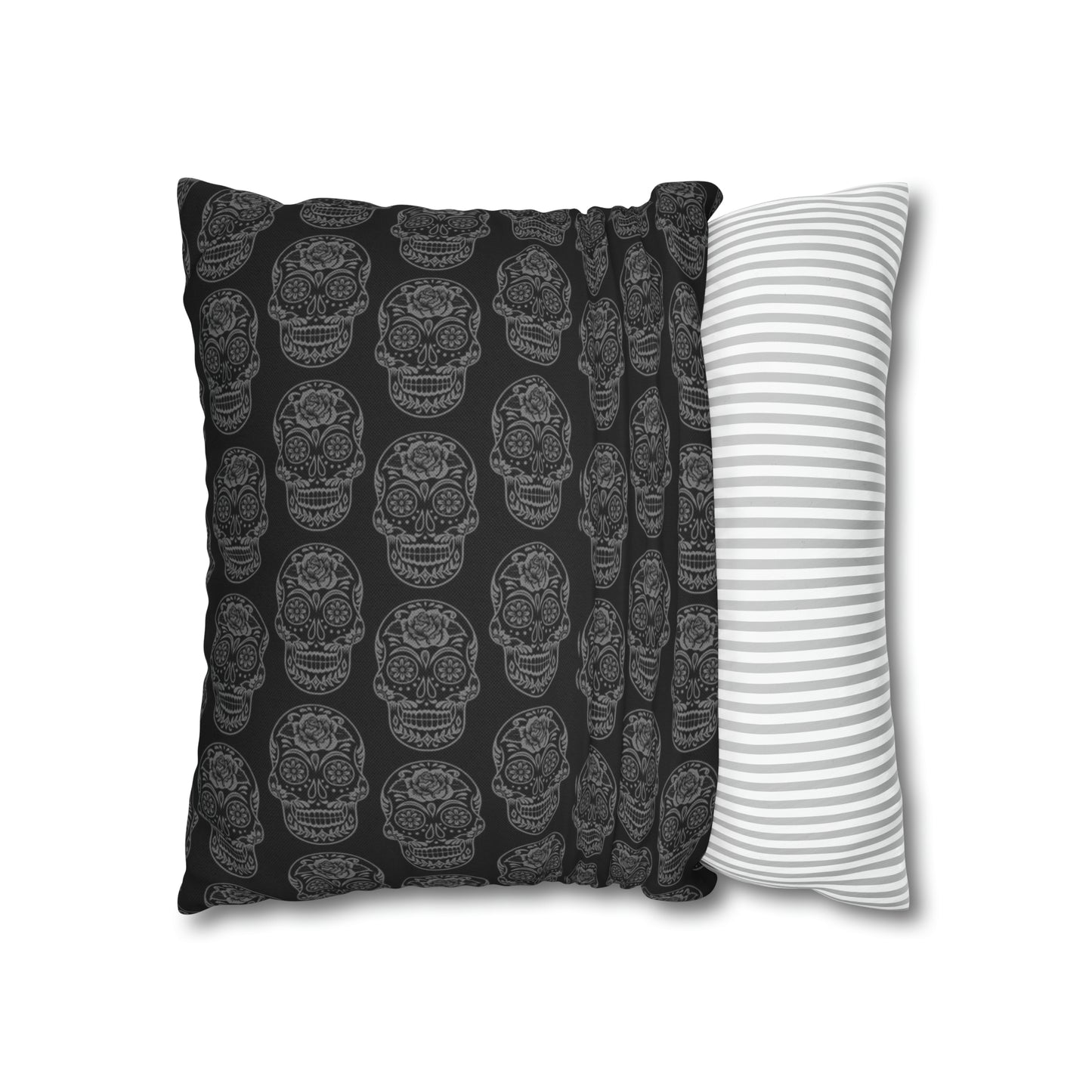 Sugar Skull Pillowcase, Day of the Dead Pillow, Dia De Los Muertos Pillow, Black Gothic Pillow, 2-Sided Square Pillow Cover    - HolidayShoppingFinds