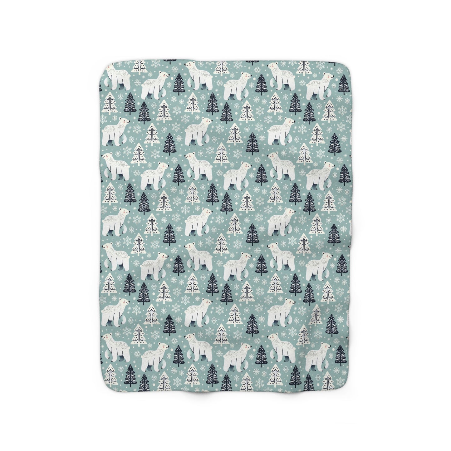 Polar Bears Winter Sherpa Fleece Blanket, Teal Bear Blanket, Christmas Blanket    - HolidayShoppingFinds