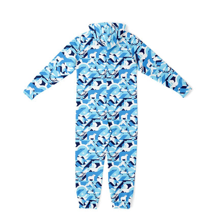 Winter Wildlife Blue Jumpsuit Adult Onesie Unisex Athletic One-Piece PJs    - HolidayShoppingFinds