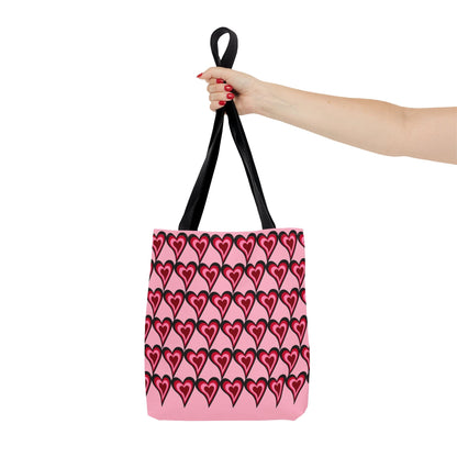 Big Red & Pink Hearts Pattern Pink Hand Tote Bag - Valentine's Gift    - HolidayShoppingFinds