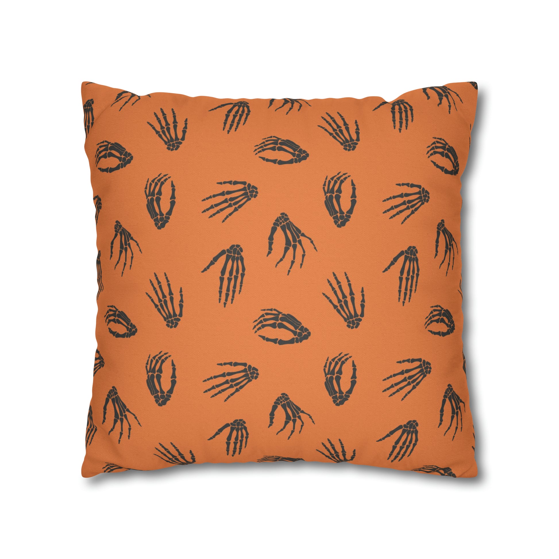 Skeleton Hands Pillowcase Halloween Orange Pillow Spooky Accent Pillow    - HolidayShoppingFinds