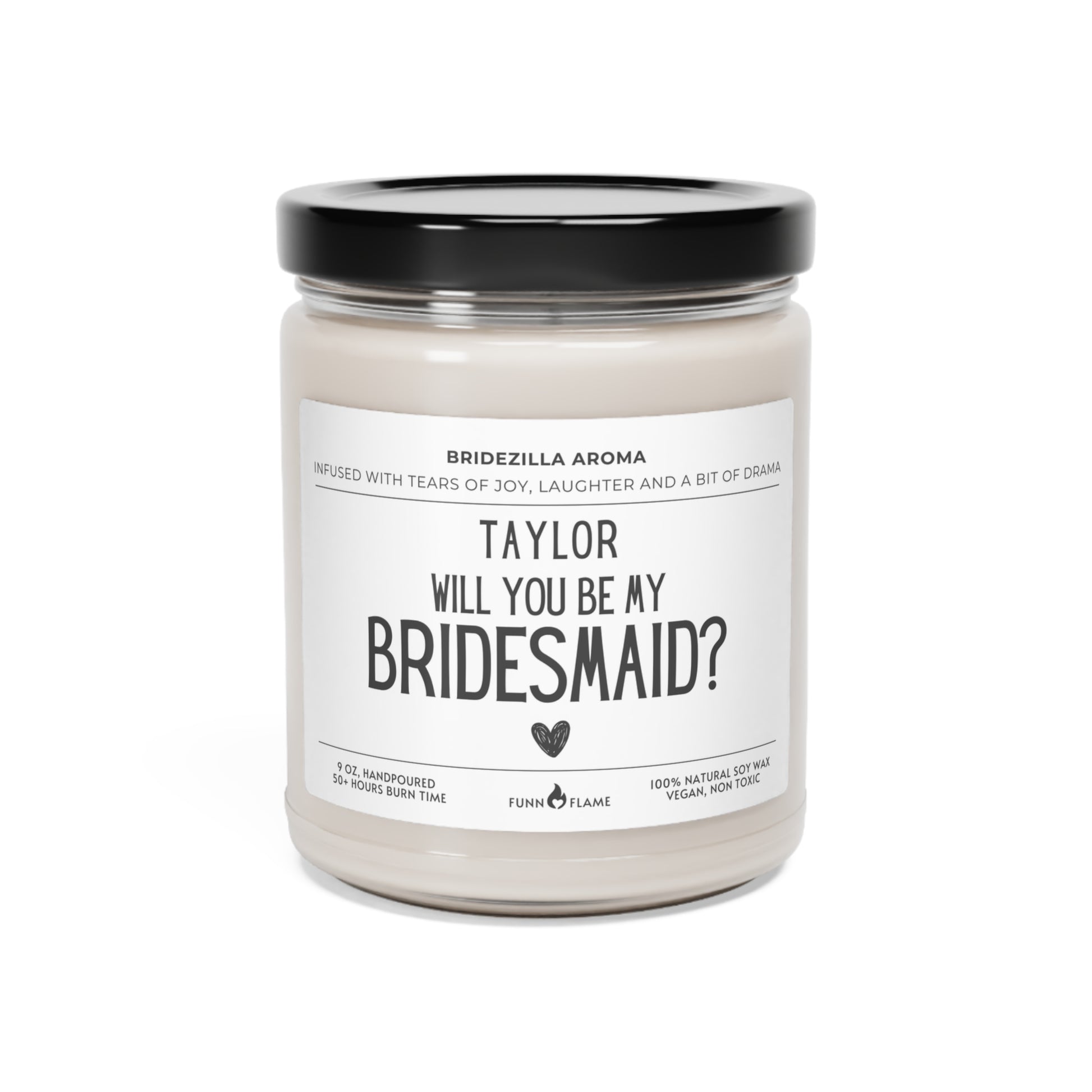 Will You Be My Bridesmaid Candle Gift, Custom Proposal Candle Gift (F) Bridal Party Gift, Besties, Candle Gift 100% Vegan Eco-Friendly Clean Cotton 9oz  - HolidayShoppingFinds