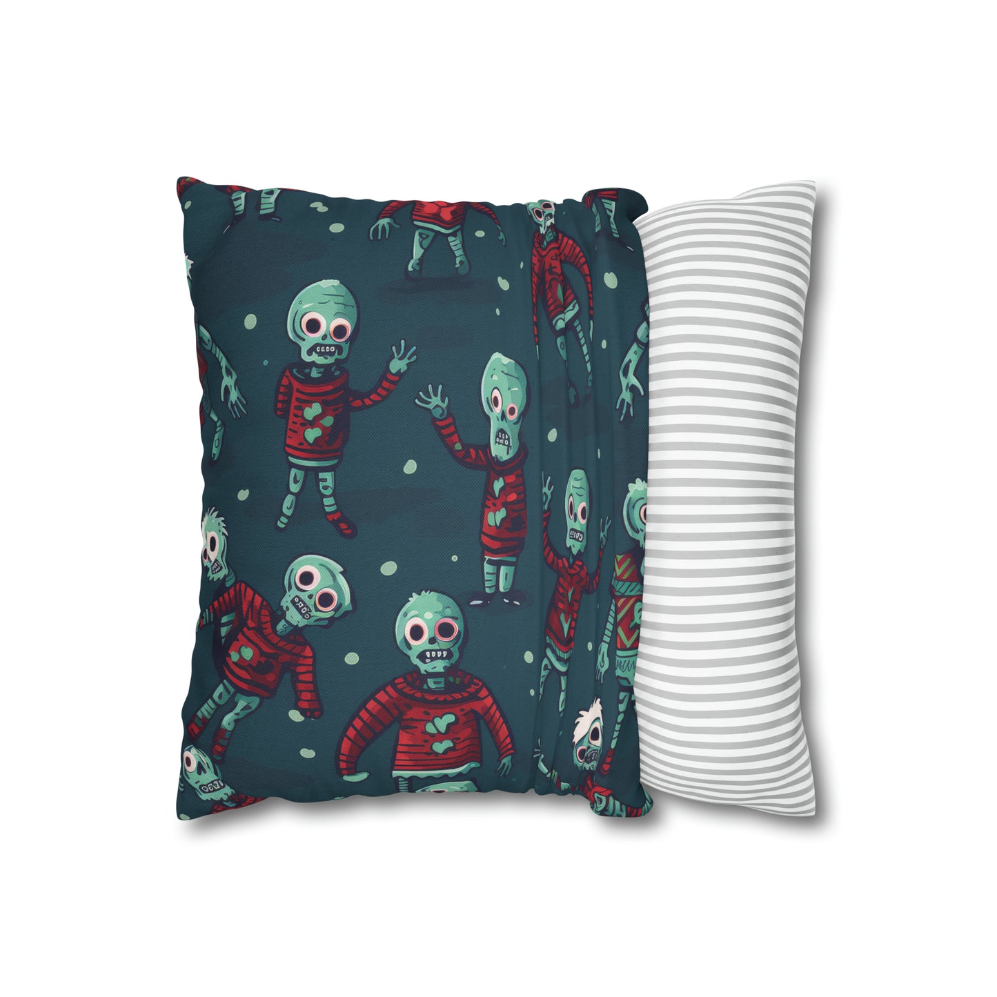 Zombie Decorative Pillowcase, Zombie Home Decor Pillow Cover Teal, Square 2-Sided Pillow    - HolidayShoppingFinds