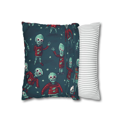 Zombie Decorative Pillowcase, Zombie Home Decor Pillow Cover Teal, Square 2-Sided Pillow    - HolidayShoppingFinds