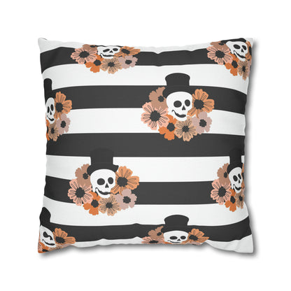 Halloween Phantom Pillowcase, Dia de los Muertos Skull Accent Pillow, 2-Sided Square B&W Decorative Pillow    - HolidayShoppingFinds