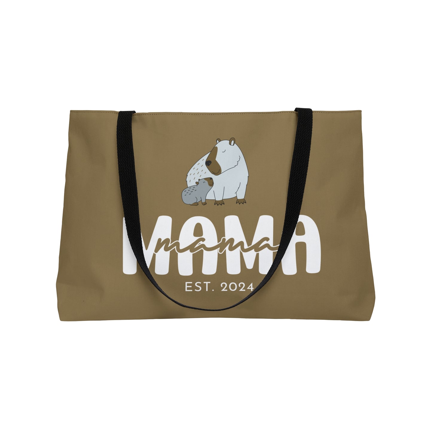 Personalized Mama Capybara Weekender Tote Khaki, Gift For Mom    - HolidayShoppingFinds