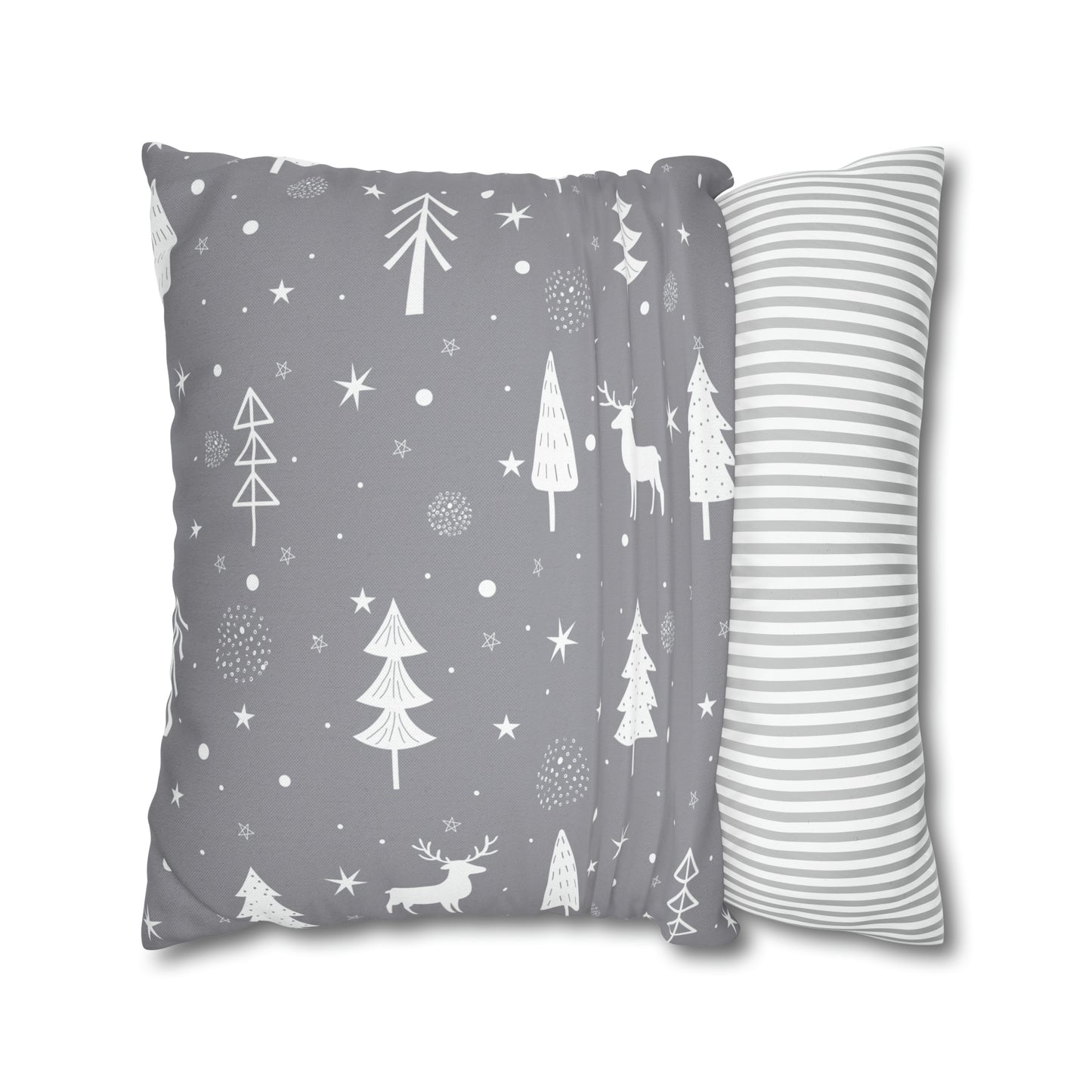 Reindeer Winter Wonderland Pillowcase Gray Holiday Pillow Christmas Gift (A), Holiday Gift    - HolidayShoppingFinds