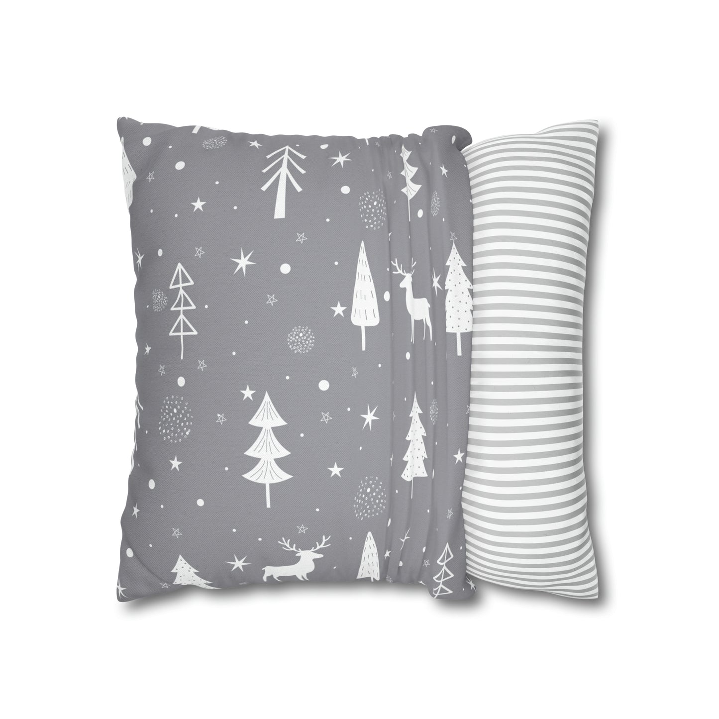 Reindeer Winter Wonderland Pillowcase Gray Holiday Pillow Christmas Gift (A), Holiday Gift    - HolidayShoppingFinds