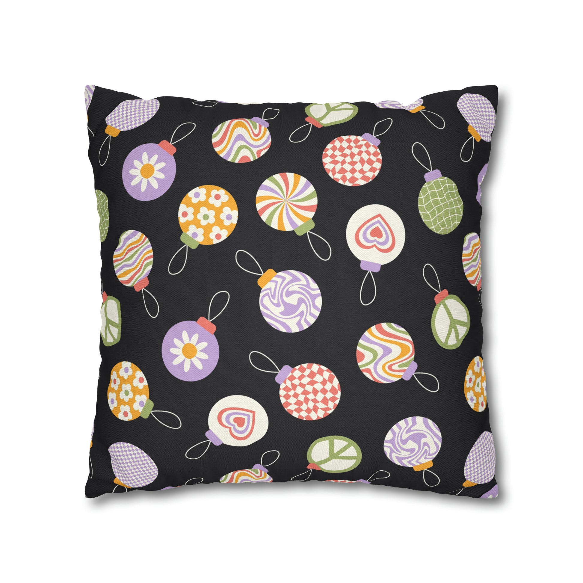 Colorful Christmas Ornaments Square Pillow Case Throw    - HolidayShoppingFinds