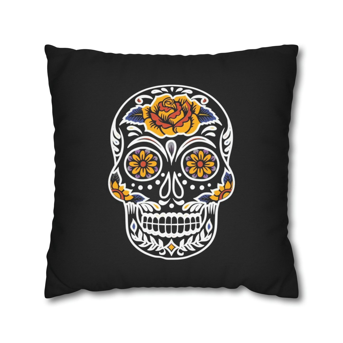 Sugar Skull Pillowcase, Day of the Dead Pillow, Dia De Los Muertos Pillow, Black Gothic Pillow, 2-Sided Square Pillow Cover    - HolidayShoppingFinds