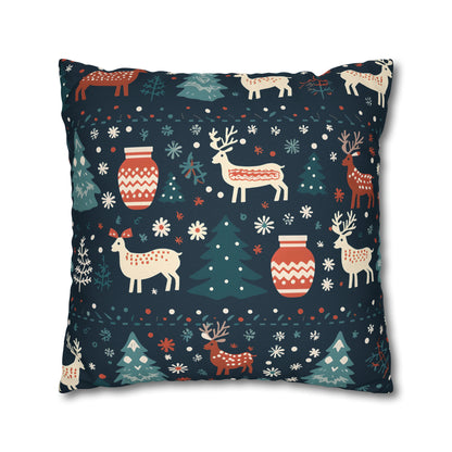 Holiday Pillowcase, Winter Accent Pillow Case with Reindeers, Christmas Trees, Snowflakes, Holiday Gift    - HolidayShoppingFinds