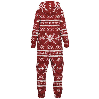 Scandinavian Holiday Pattern Red Teens Onesie, Festive Youth Athletic Jumpsuit    - HolidayShoppingFinds