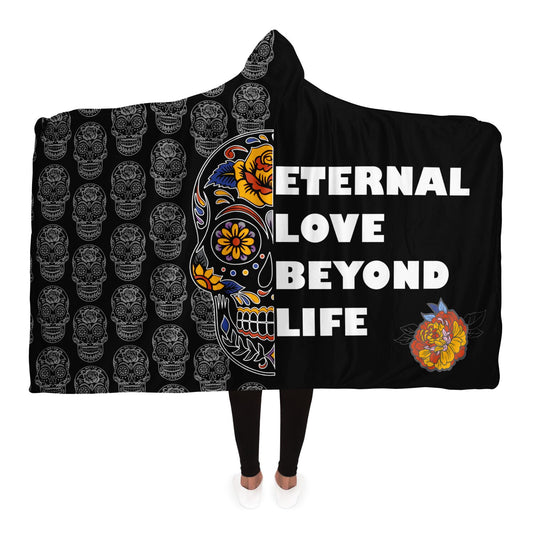 Sugar Skull Day of the Dead Dia De Los Muertos Halloween Hooded Blanket Adult Premium Sherpa  - HolidayShoppingFinds