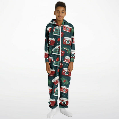 Vintage Camera Holiday Teens Onesie: Boys & Girls Union Suit Athletic Green Jumpsuit    - HolidayShoppingFinds