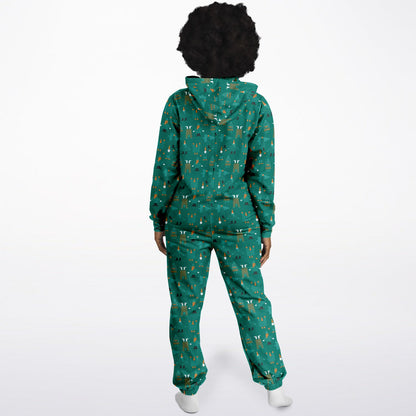 Green Holiday Jumpsuit Adult Onesie Gender-Neutral Athletic PJs    - HolidayShoppingFinds