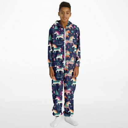 Magical Unicorn Teens Onesie, Kids Union Suit Blue Athletic Jumpsuit    - HolidayShoppingFinds