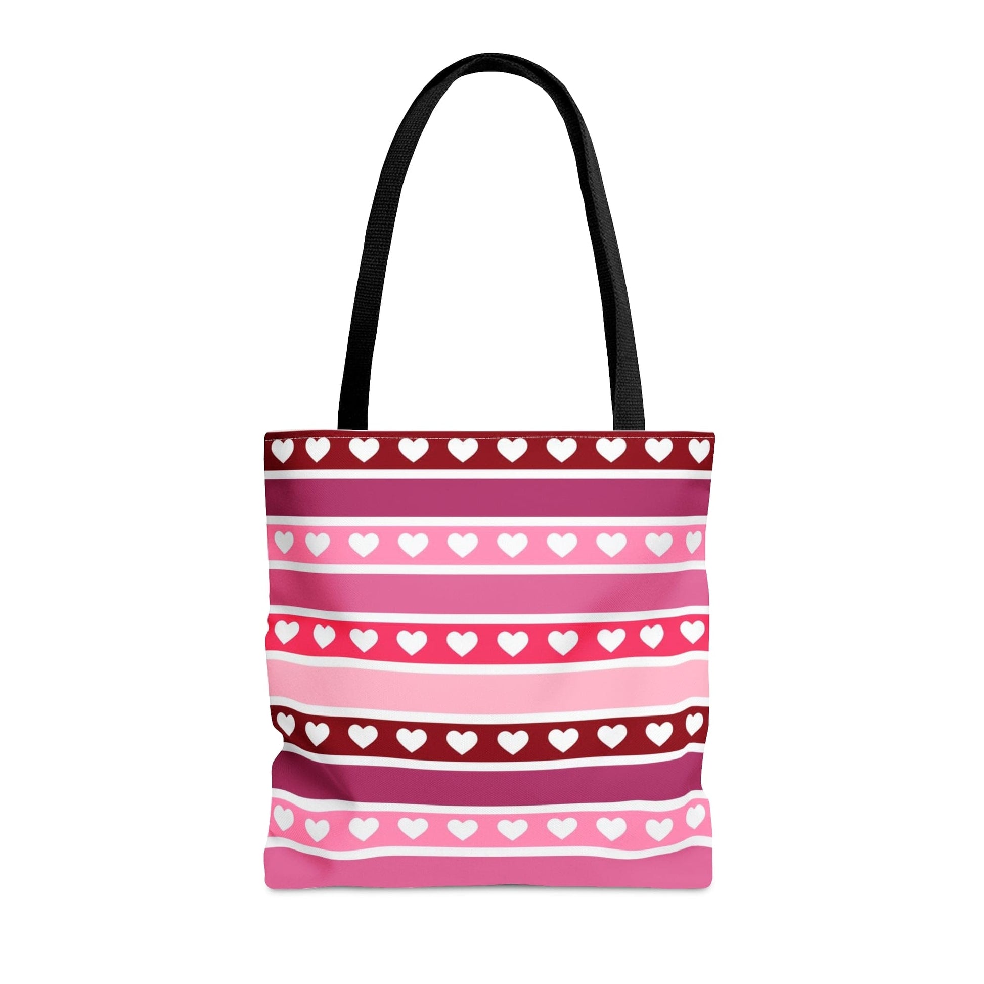 Cute Pink Hearts Valentine Tote Bag with Black Handle Medium   - HolidayShoppingFinds