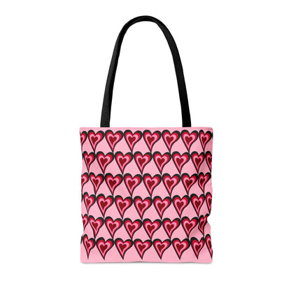 Big Red & Pink Hearts Pattern Pink Hand Tote Bag - Valentine's Gift    - HolidayShoppingFinds