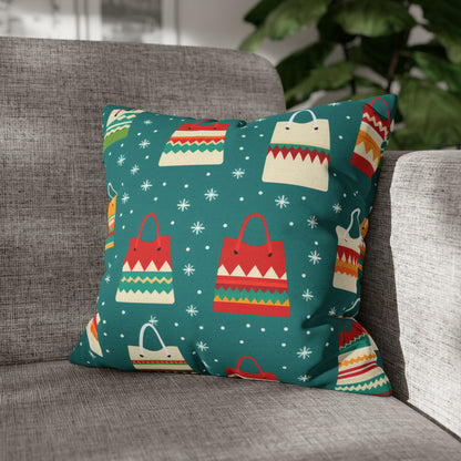 Holiday Shopaholic Gift Pillowcase, Add to Cart Pillow Case, Holiday Shopping Pillow Cover, Holiday Gift 16" × 16"   - HolidayShoppingFinds