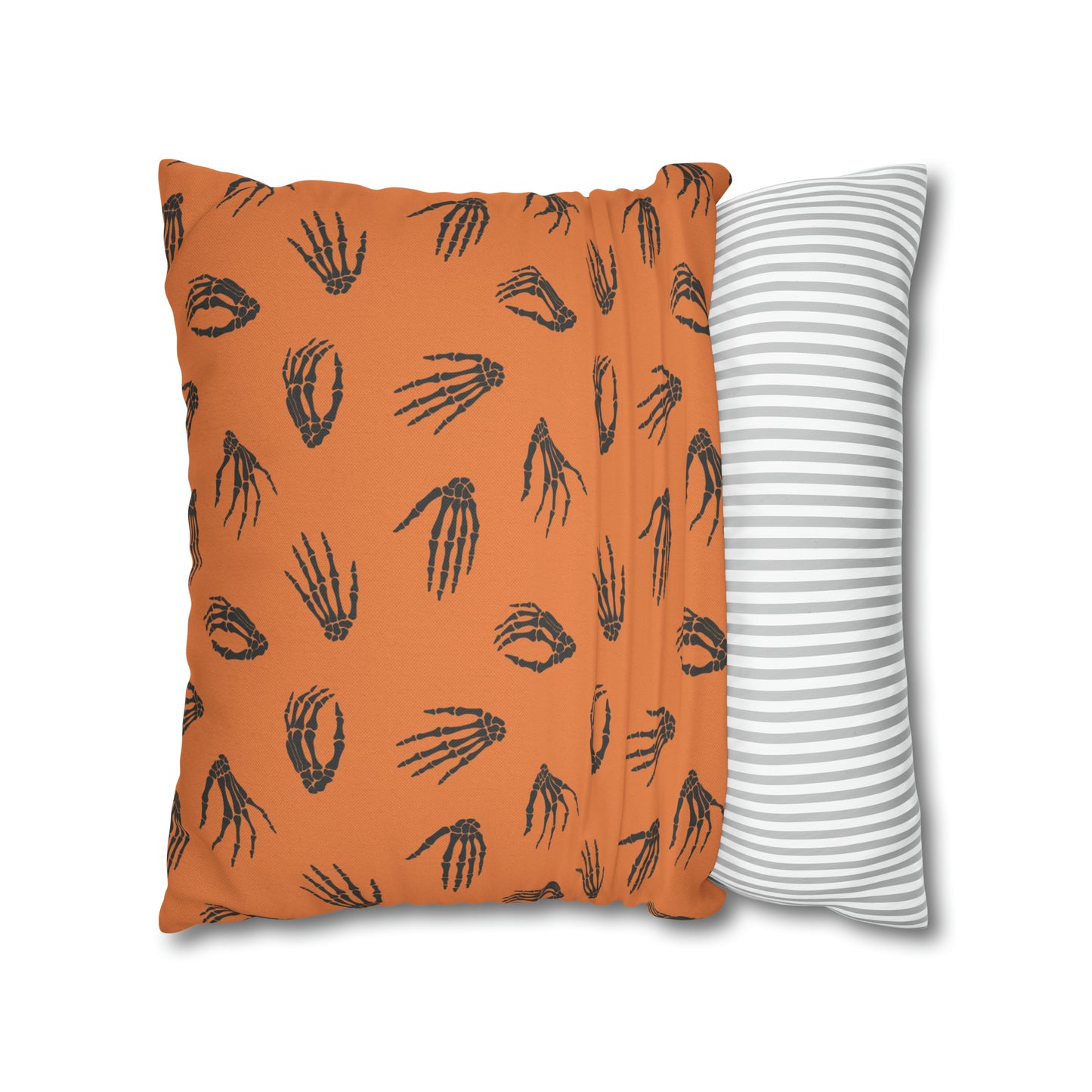 Skeleton Hands Pillowcase Halloween Orange Pillow Spooky Accent Pillow    - HolidayShoppingFinds