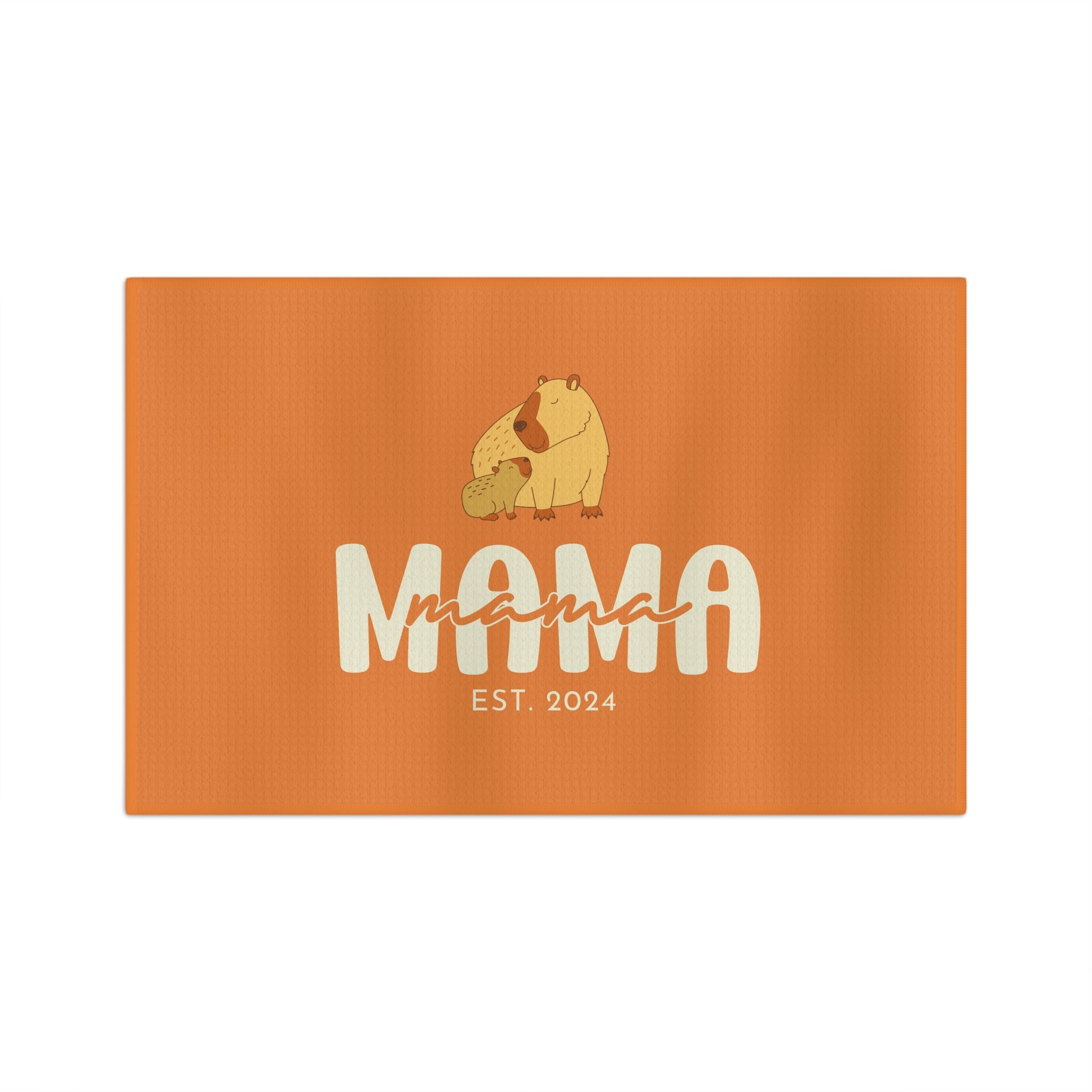 Personalized Mama Capybara KitchenTowel Orange, Gift For Mom 16'' × 25''   - HolidayShoppingFinds