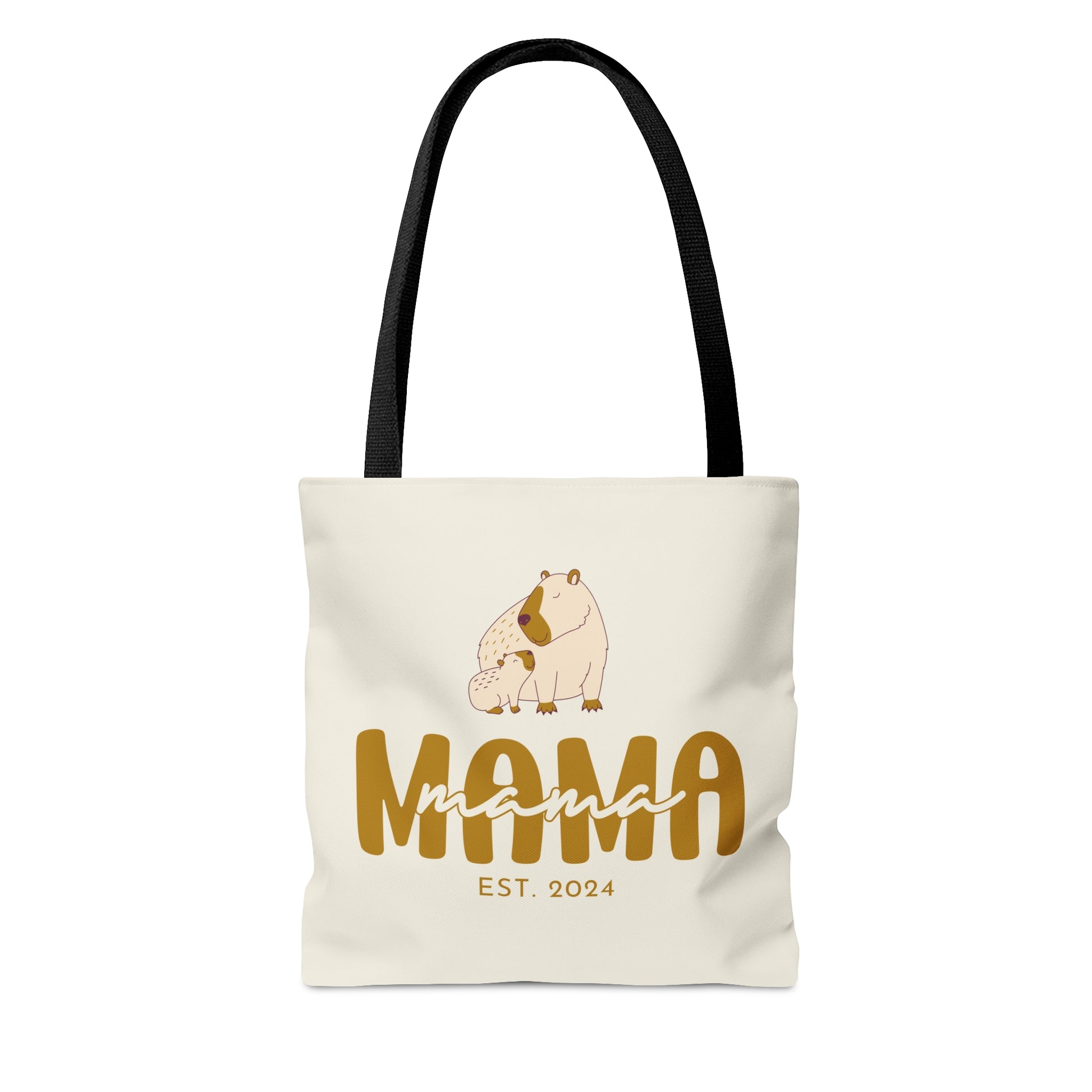 Custom Mama Capybara Tote Bag Beige, Gift for Mom Custom Tote Bag    - HolidayShoppingFinds